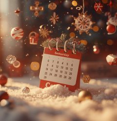 People sending calendar invites for holiday events on laptop and phone