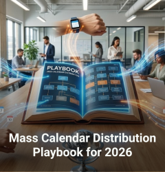 Mass calendar distribution strategy for 2026 showing bulk event invites, automated scheduling, and attendee engagement