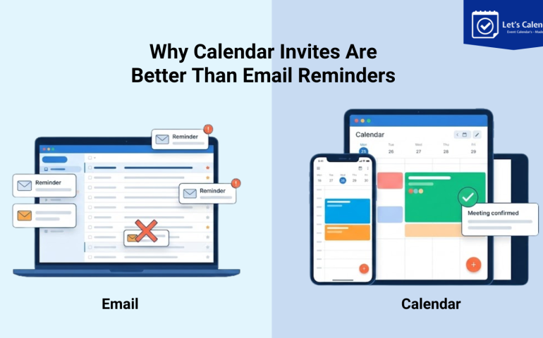 Professional organizer sending calendar invites for webinars and conferences