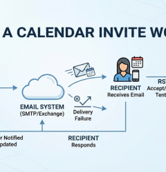 Calendar invite workflow showing how meetings are scheduled