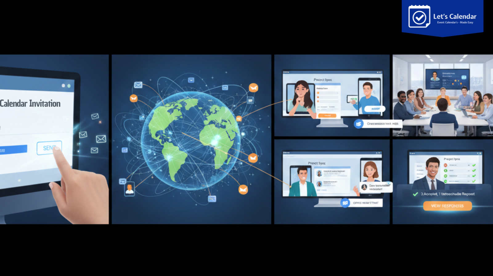 Calendar invite showing sent, accepted, and scheduled across different calendar platforms