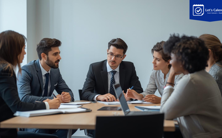Appointment scheduling dashboard showing multiple participant availability on shared calendar