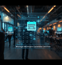 Calendar invite setup for professional meetings with scheduled attendees and meeting details displayed on a digital calendar