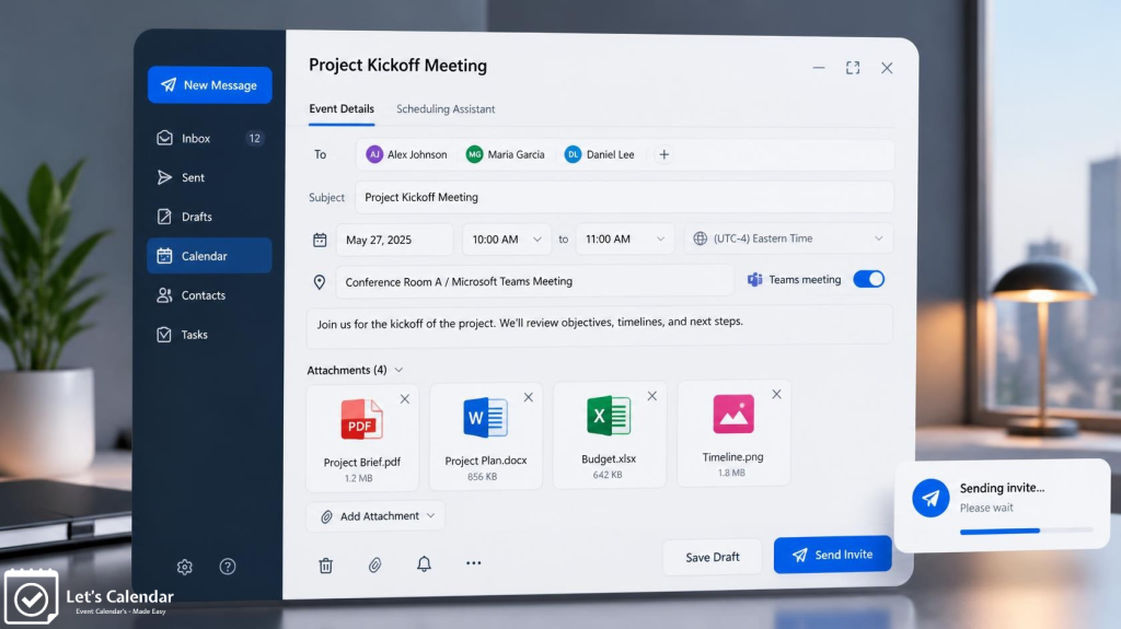 send calendar invitations with supporting attachments